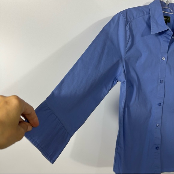 Women’s Eddie Bauer Cotton Blend Blue Button Down Shirt 3/4 Sleeves Size S - Picture 3 of 6